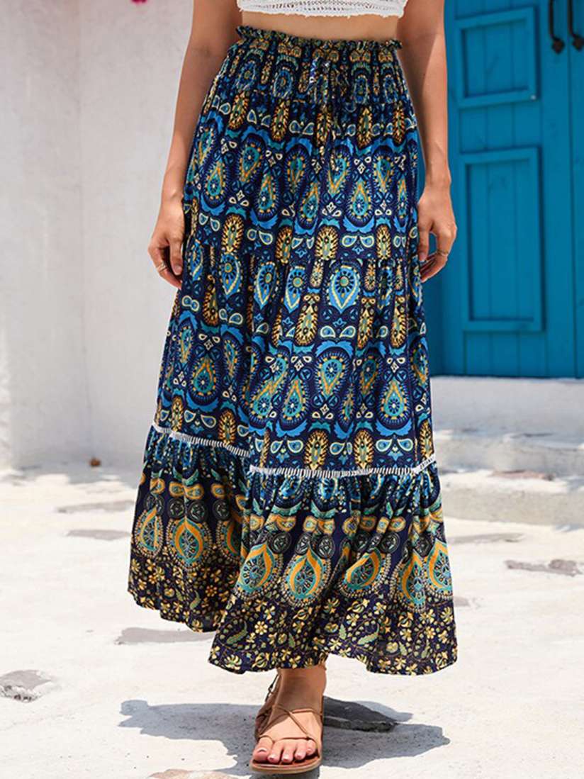 Buy StyleCast Navy Blue Printed Ethnic Motifs Printed Flared Maxi Skirt Skirts for Women 25809992 Myntra