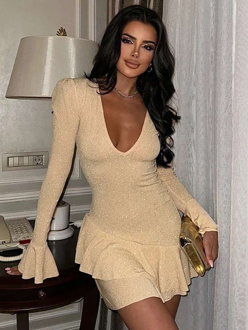 Flared sleeve bodycon dress online