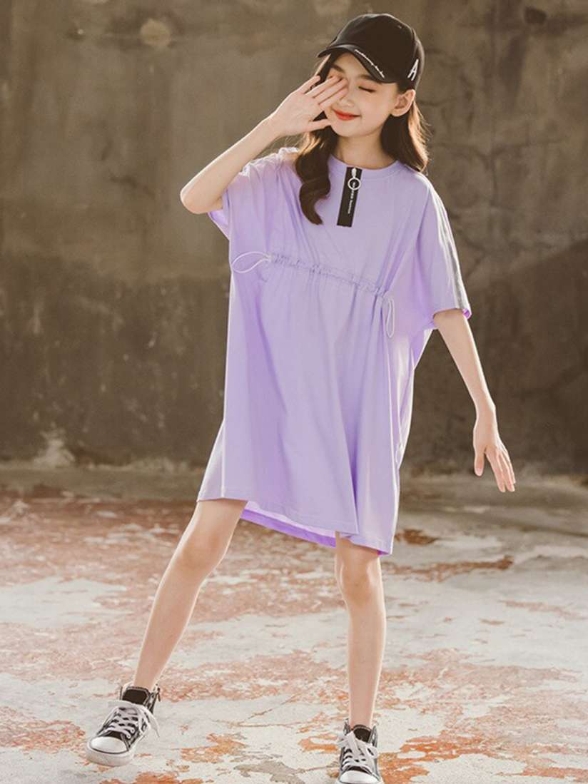 Buy StyleCast Girls Purple Cotton Extended Sleeves Knee Length T Shirt Dress Dresses for Girls 25811220 Myntra