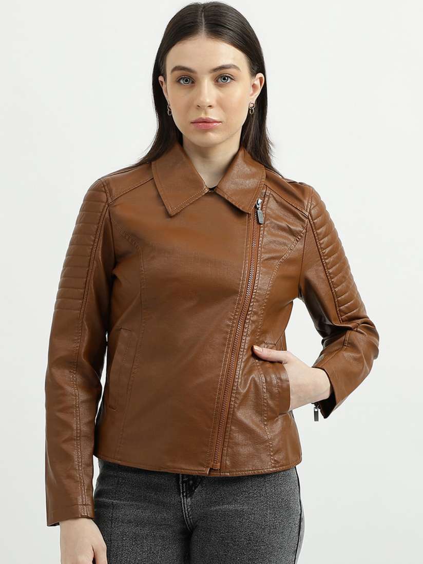 Buy United Colors of Benetton Spread Collar Biker Jacket Jackets for Women 25813348 Myntra