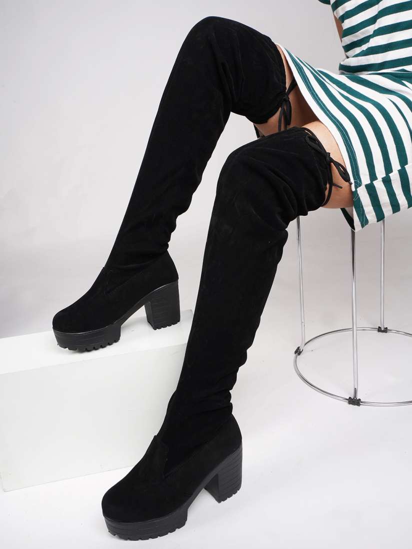 Buy JM Looks Women High Top Above Knee Length Suede Platform Heel Regular Boots Boots for Women 25813634 Myntra