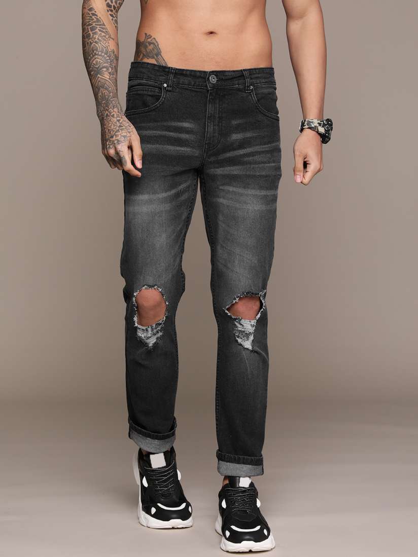 Buy The Roadster Lifestyle Co. Men Slim Fit Slash Knee Light Fade Stretchable Jeans Jeans for Men 25816738 Myntra
