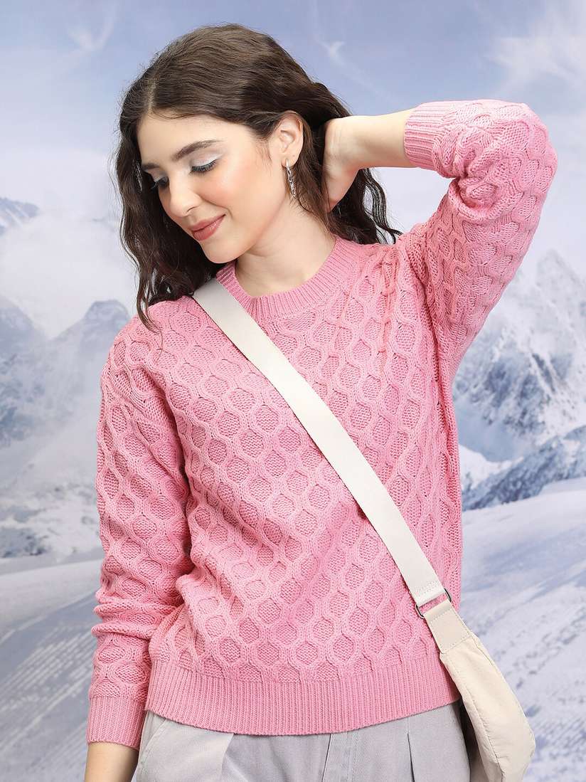 Pink Women's Winter Pullover Sweaters Buy MADAME Pink Regular