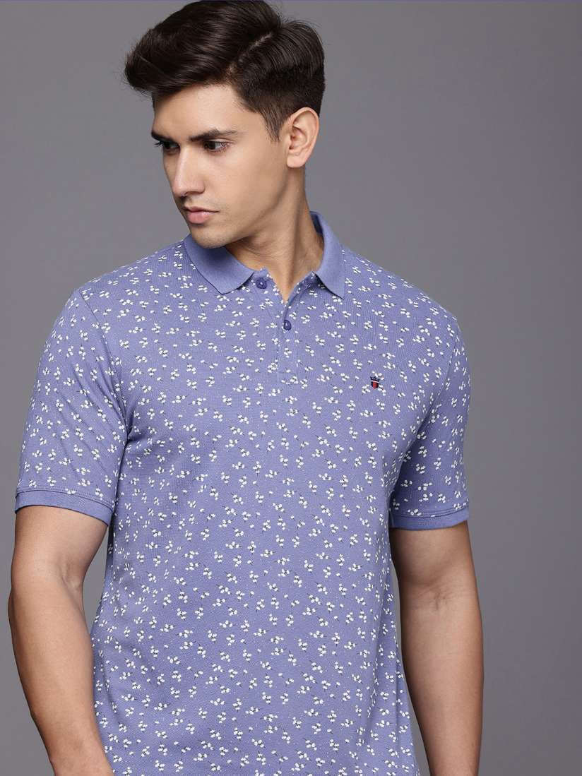 Buy Louis Philippe Jeans Floral Printed Polo Collar Pure Cotton Slim Fit T shirt Tshirts for Men 25817312 Myntra