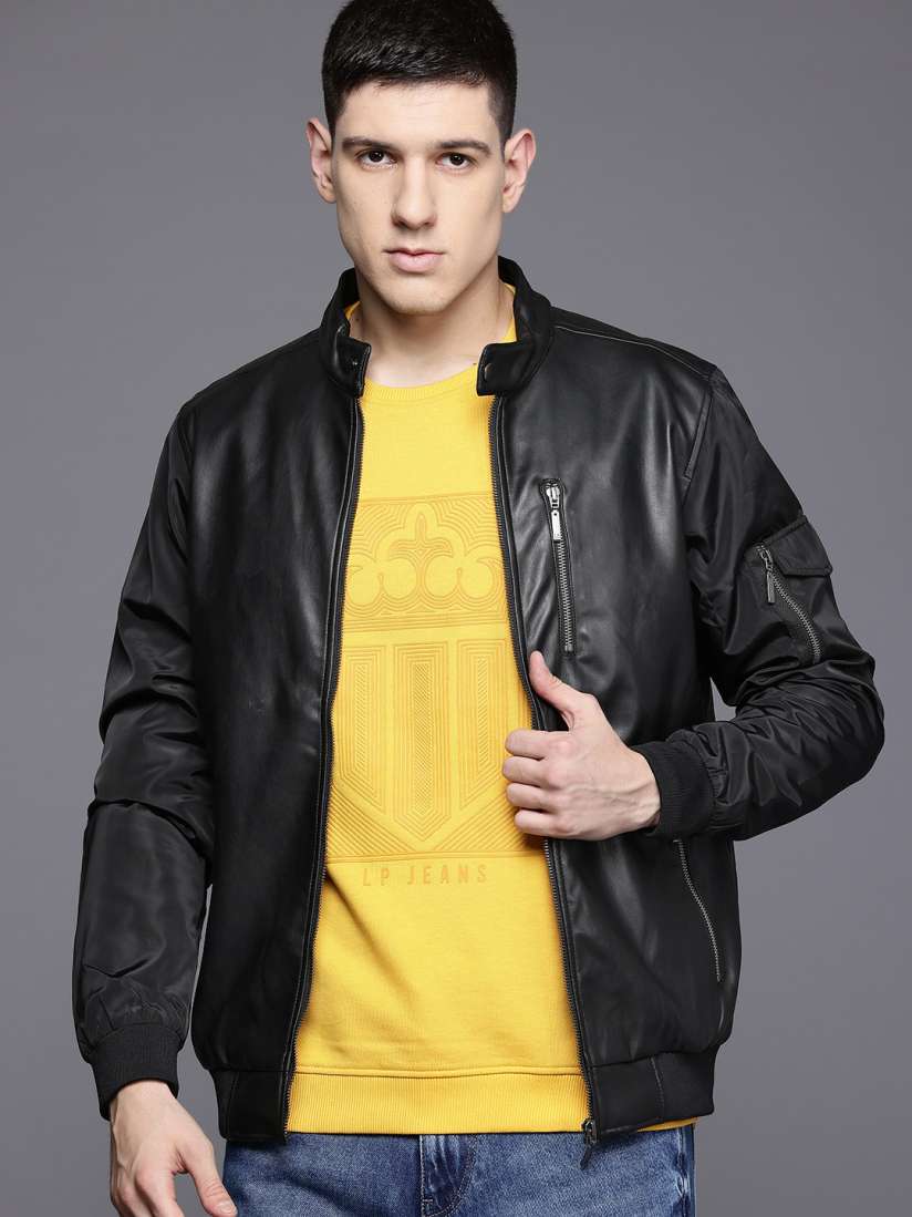 Buy Louis Philippe Jeans Faux Leather Bomber Jacket Jackets for Men 25817478 Myntra