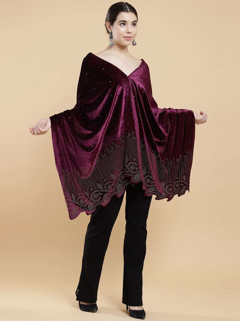 Buy Moda Chales Women Embellished Velvet Shawl Shawl for Women 25817858 Myntra