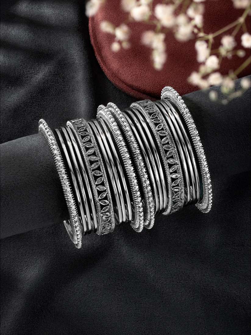 Buy Peora Women Silver Plated 18Pcs Metal Bangles Set Bangle for Women 25822054 Myntra