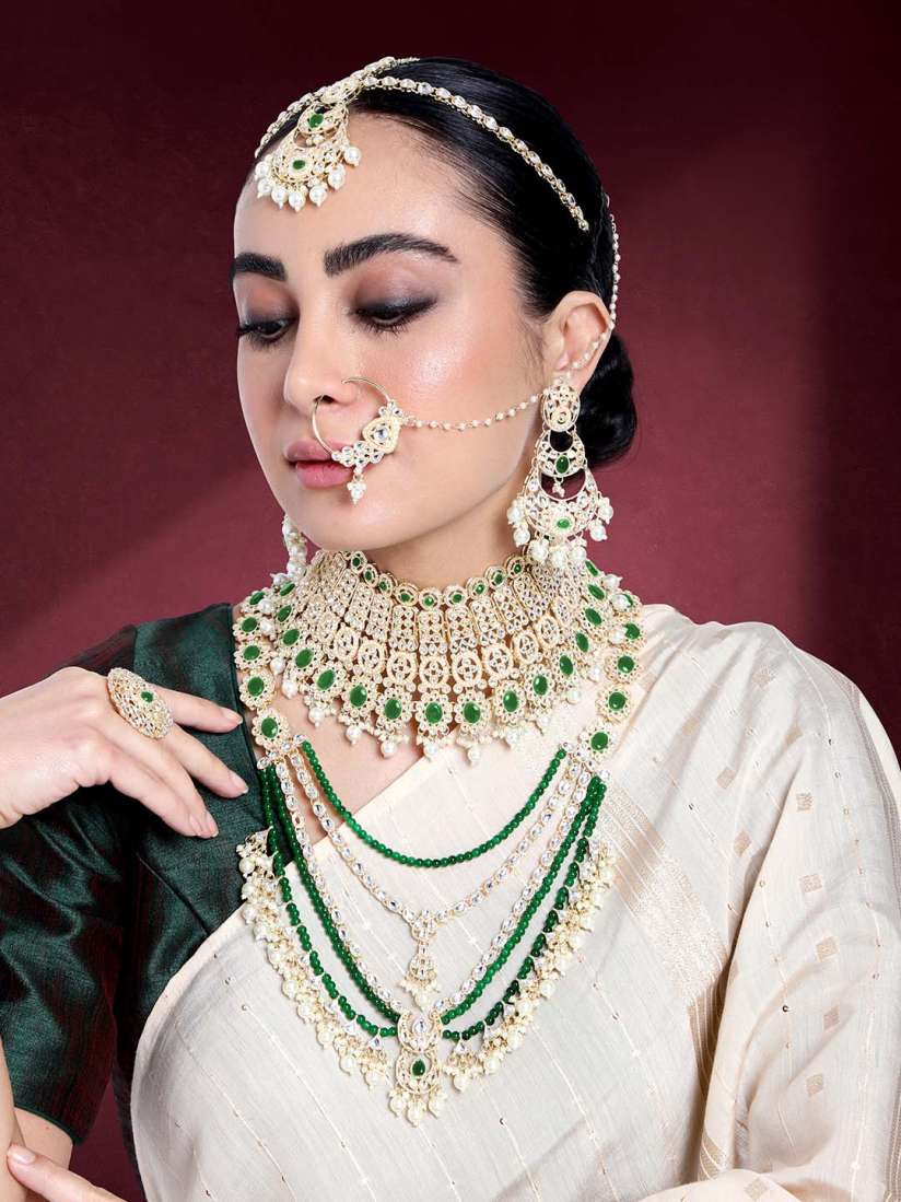 Buy Peora Gold Plated Kundan Studded Bridal Jewellery Set Jewellery Set for Women 25822148 Myntra