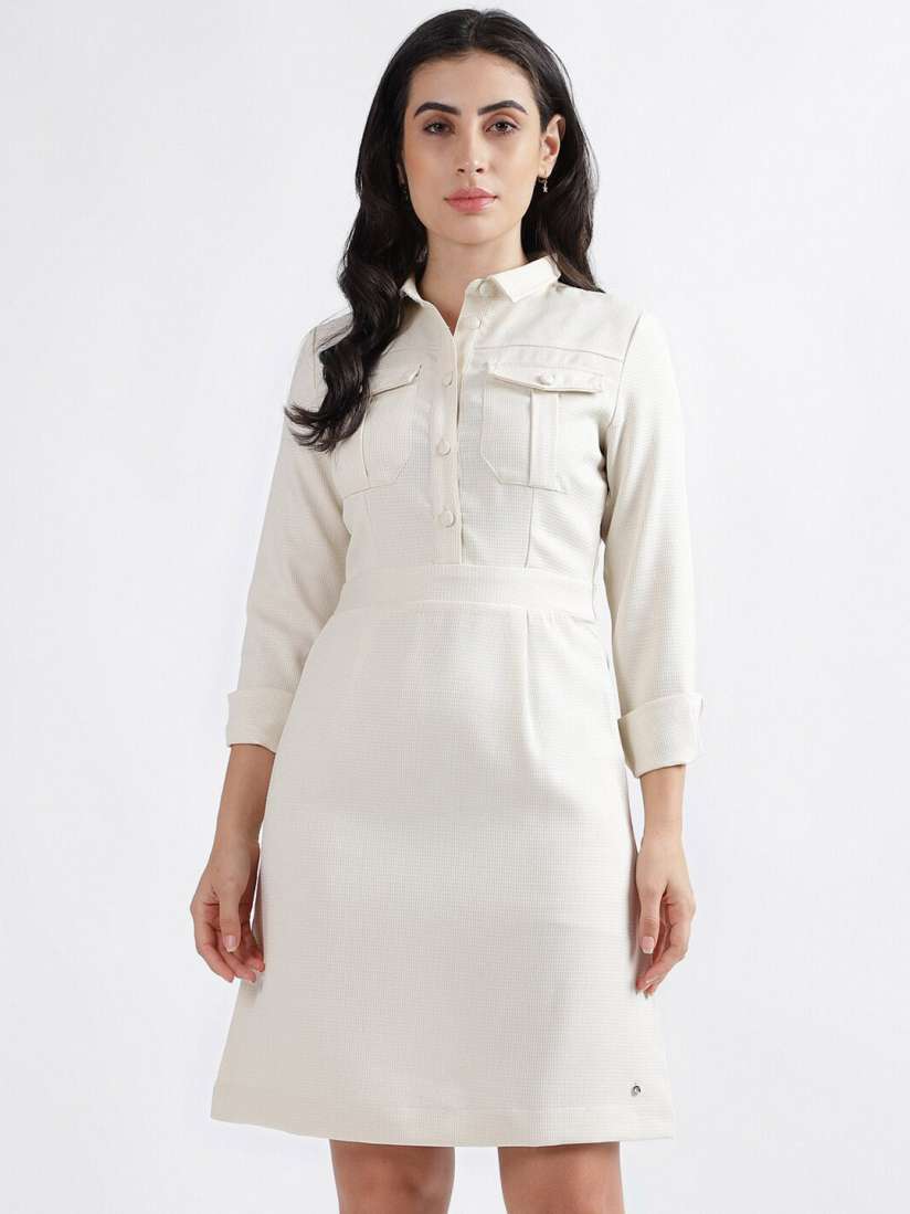 Buy Iconic Self Design Shirt Collar A Line Dress Dresses for Women 25824260 Myntra