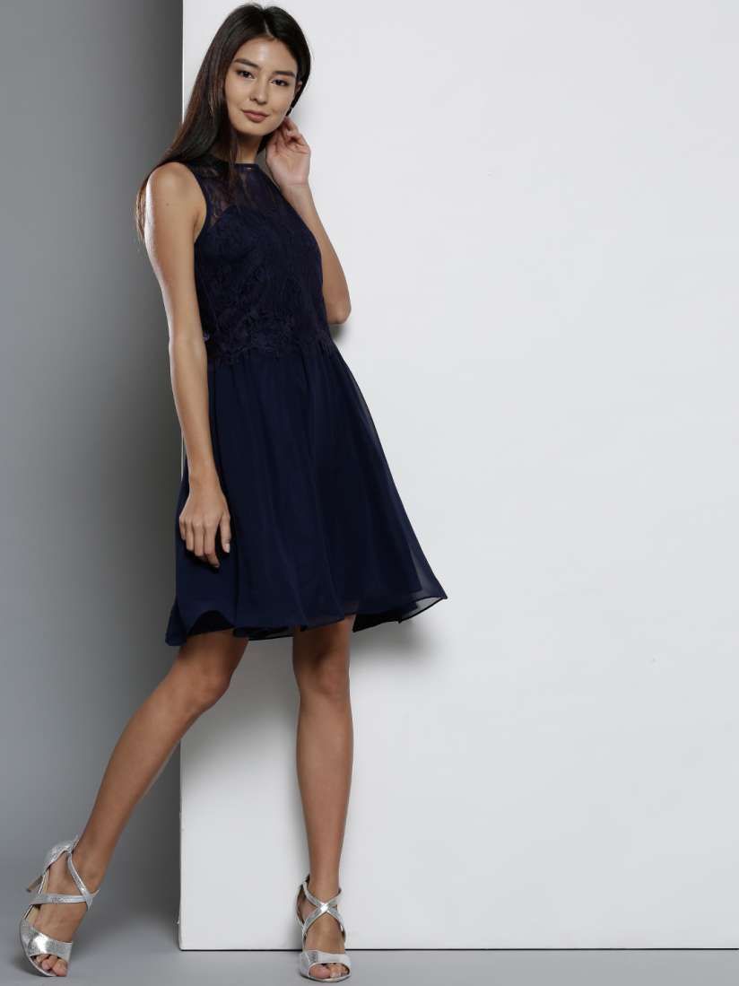 Buy DOROTHY PERKINS Women Navy Lace Detail A Line Dress Dresses for Women 2582512 Myntra