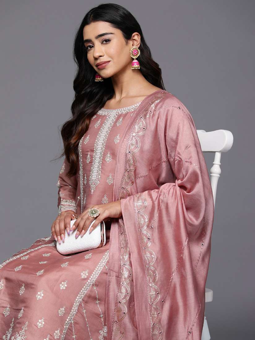 Buy Libas Art Women Ethnic Motifs Embroidered Regular Sequinned Kurta with Trousers Dupatta Kurta Sets for Women 25829624 Myntra