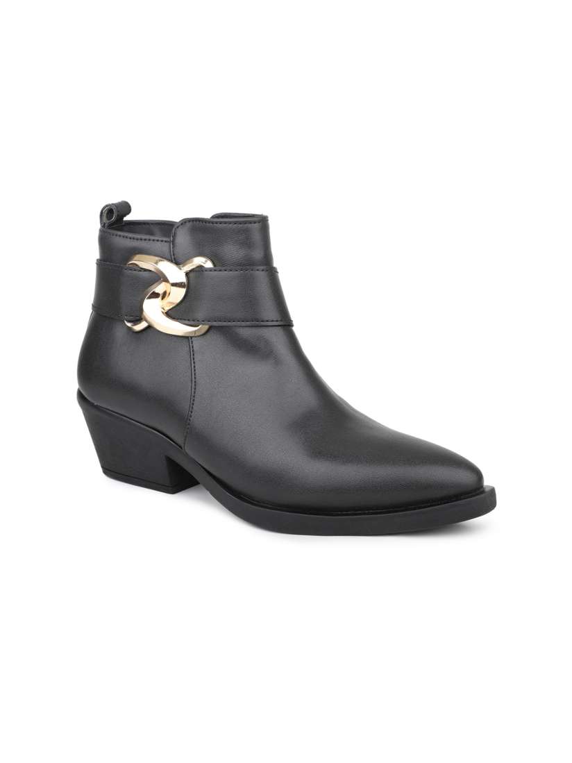 Buy Inc 5 Women Mid Top Block Heel Chunky Boots With Buckle Detail Boots for Women 25832882 Myntra