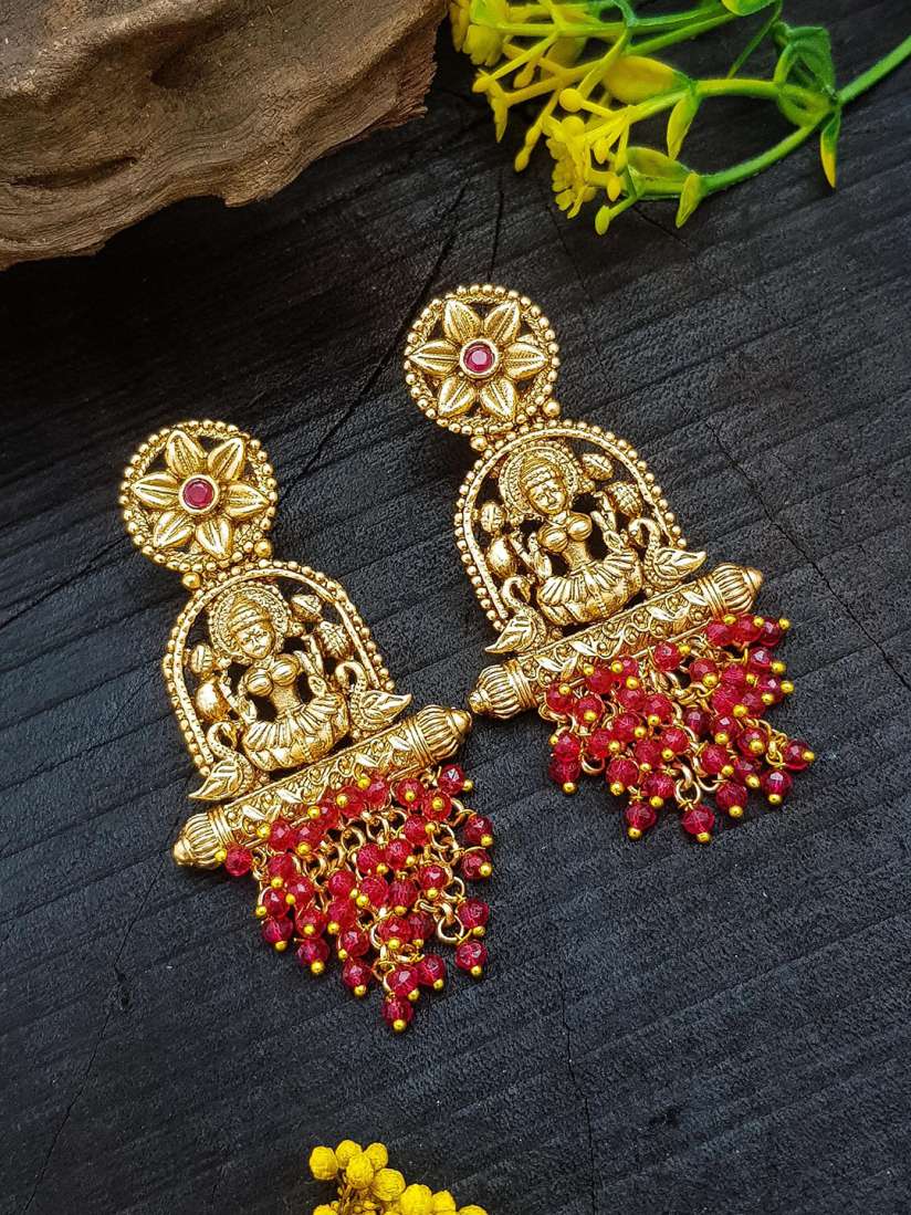 Buy GRIIHAM Gold Plated Contemporary Temple Drop Earrings Earrings for Women 25833050 Myntra
