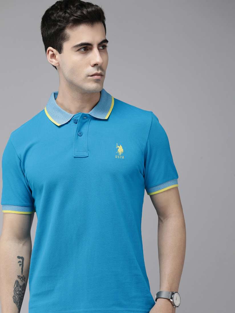 Buy U.S. Polo Assn. Men Polo Collar Pure Cotton Slim Fit T shirt Tshirts for Men 25834566 Myntra