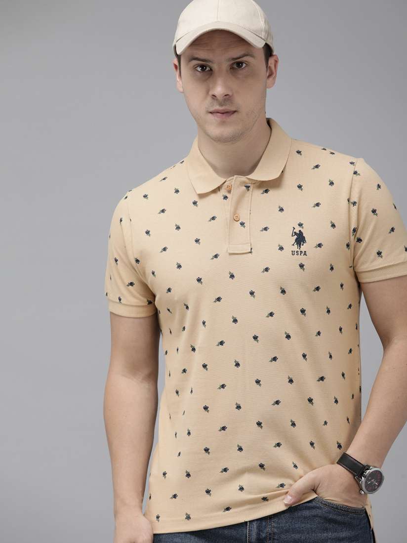 Buy U.S. Polo Assn. Floral Printed Polo Collar Pure Cotton Slim Fit T shirt Tshirts for Men 25834932 Myntra