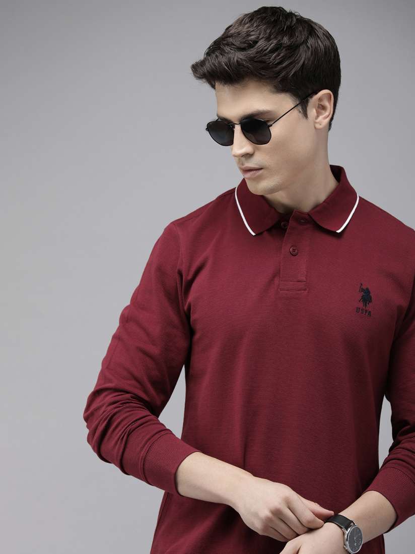 Buy U.S. Polo Assn. Embroidered Polo Collar Pure Cotton Slim Fit T shirt Tshirts for Men 25834974 Myntra