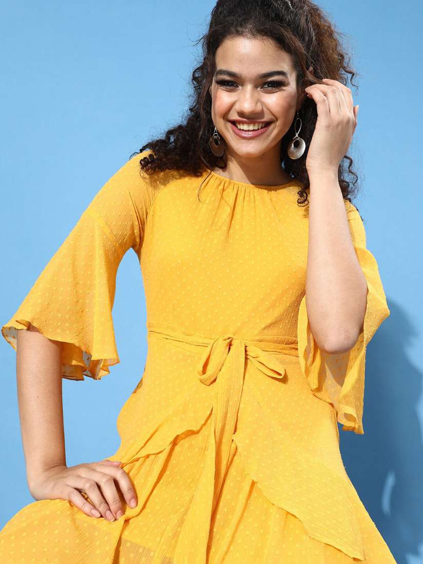 Yellow dress myntra outlet