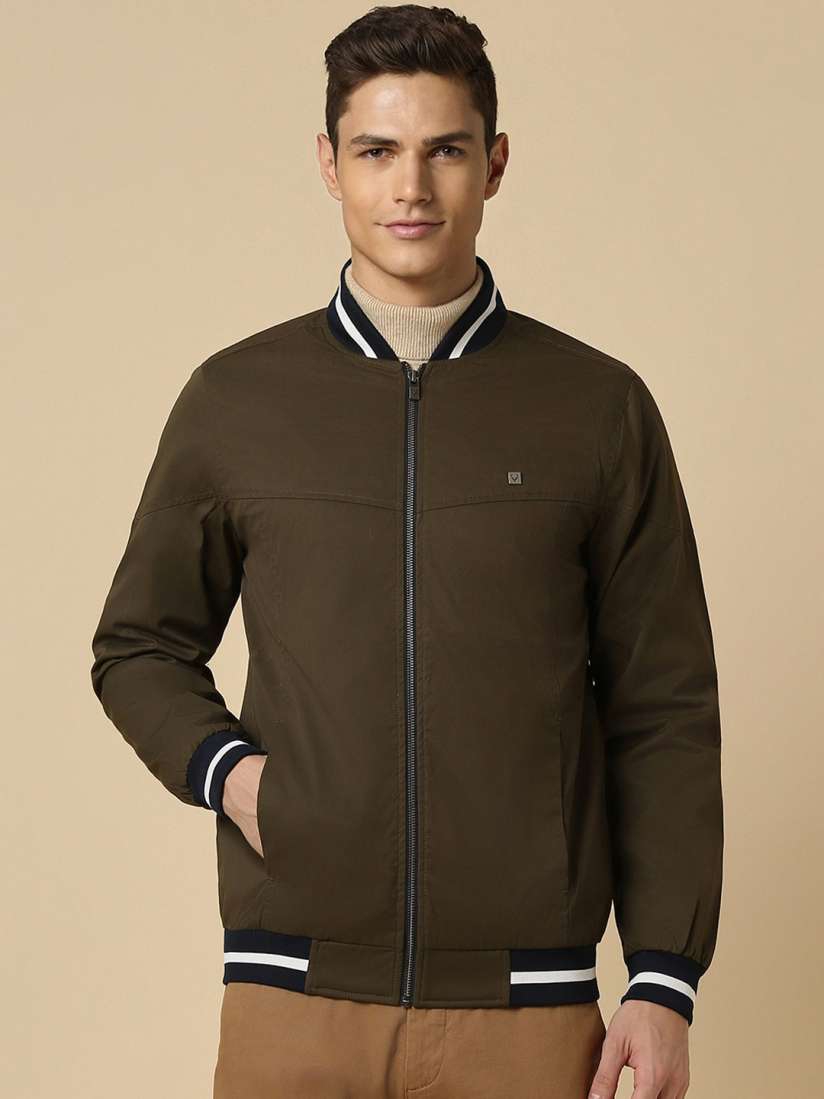 Stand collar cotton solid long sleeve zipper men's jackets sales