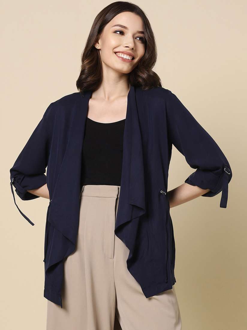 Buy Allen Solly Woman Shawl Collar Open Front Jacket Jackets for Women 25843100 Myntra