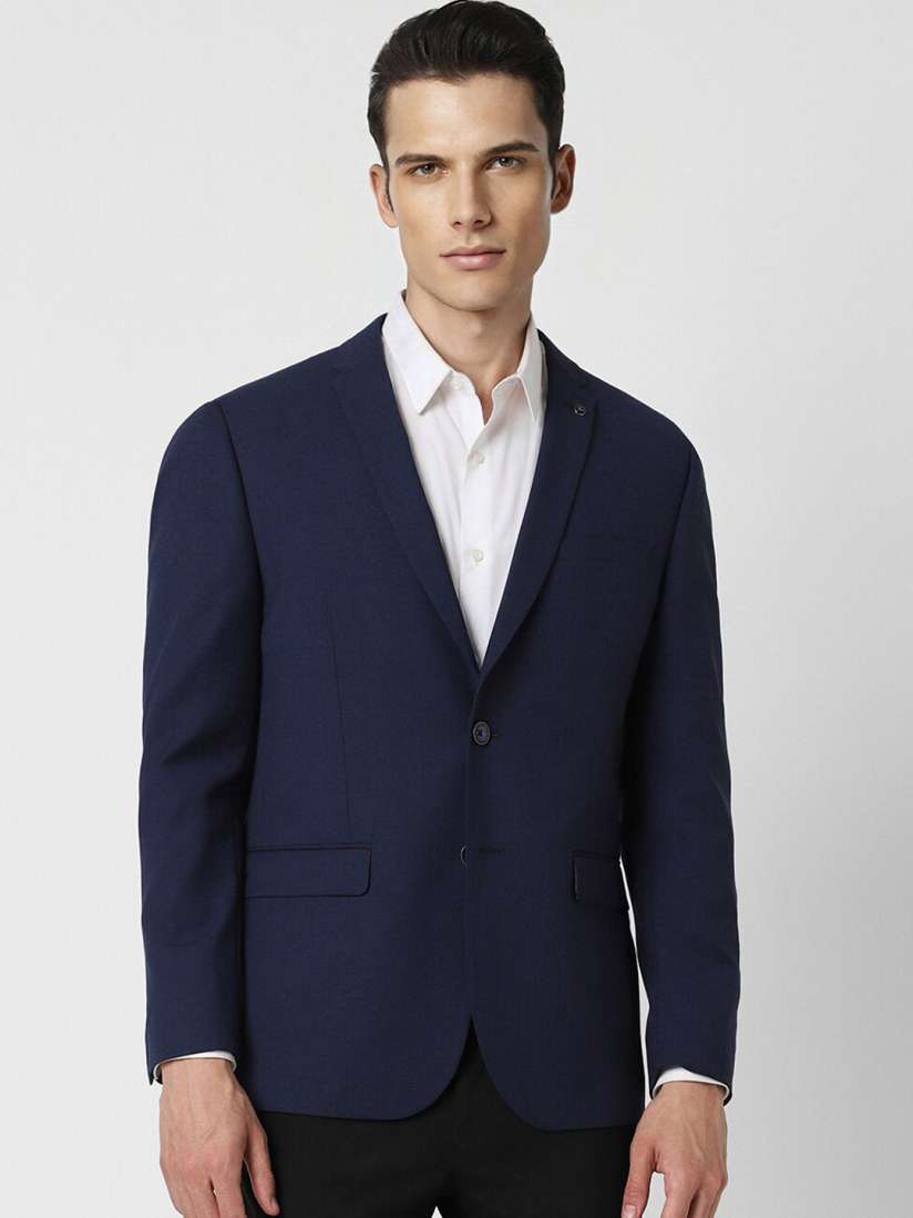 Van heusen navy blue blazer sales