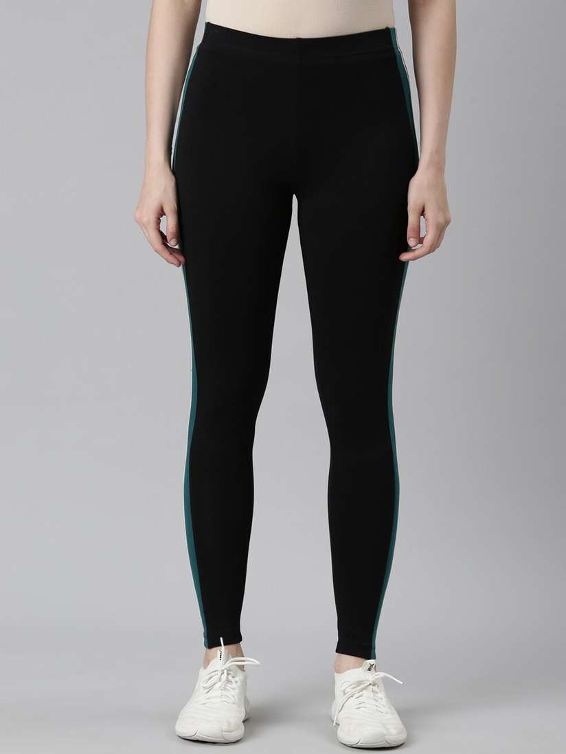 Go Colors Black And Grey Striped Leggings Buy Go Colors Striped