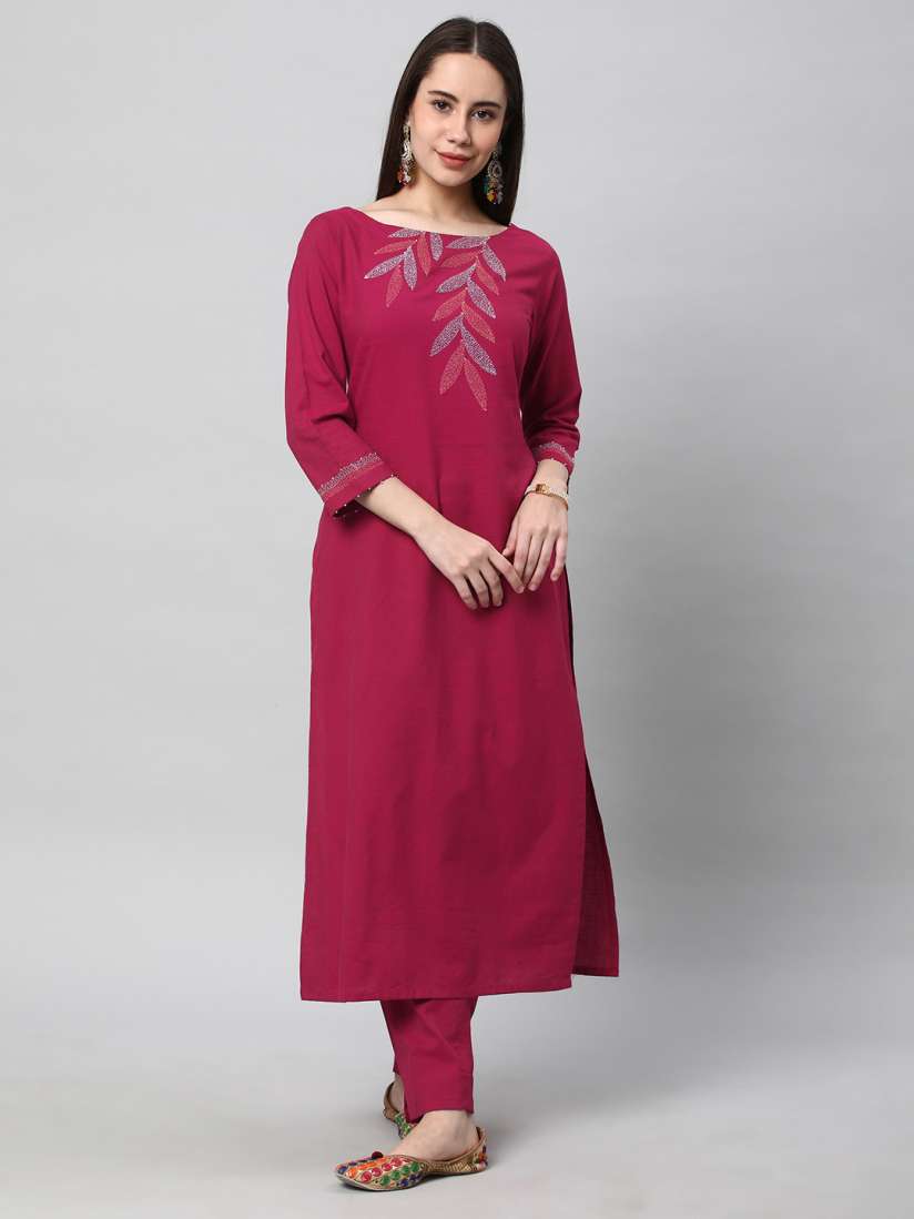 Buy KAMI KUBI Floral Embroidered Straight Kurta Kurtas for Women 25854240 Myntra