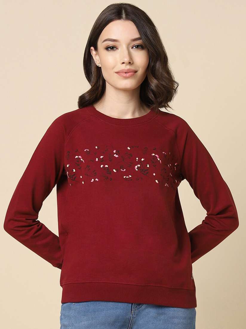 Buy Allen Solly Woman Floral Printed Raglan Sleeves Pullover Sweatshirt Sweatshirts for Women 25866380 Myntra
