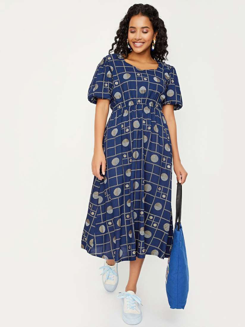 Buy max Geometric Printed Fit Flare Midi Dress Dresses for Women 25871344 Myntra