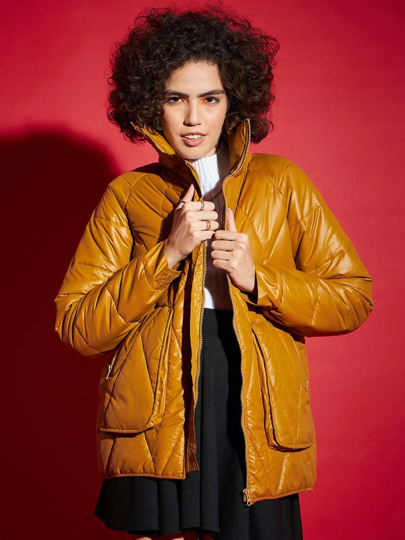 Mustard quilted jacket womens hot sale
