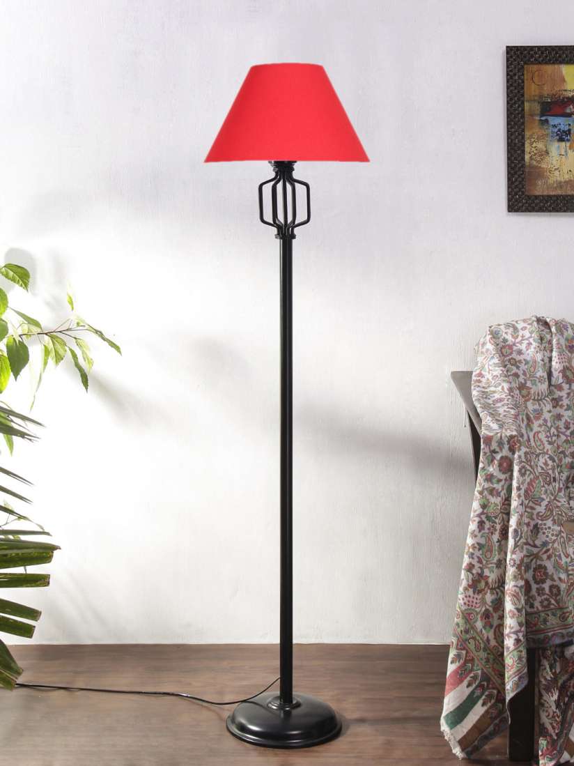 Buy Devansh Red Black Textured Cotton Conical Iron Floor Lamp Floor Lamps for Unisex 25875120 Myntra