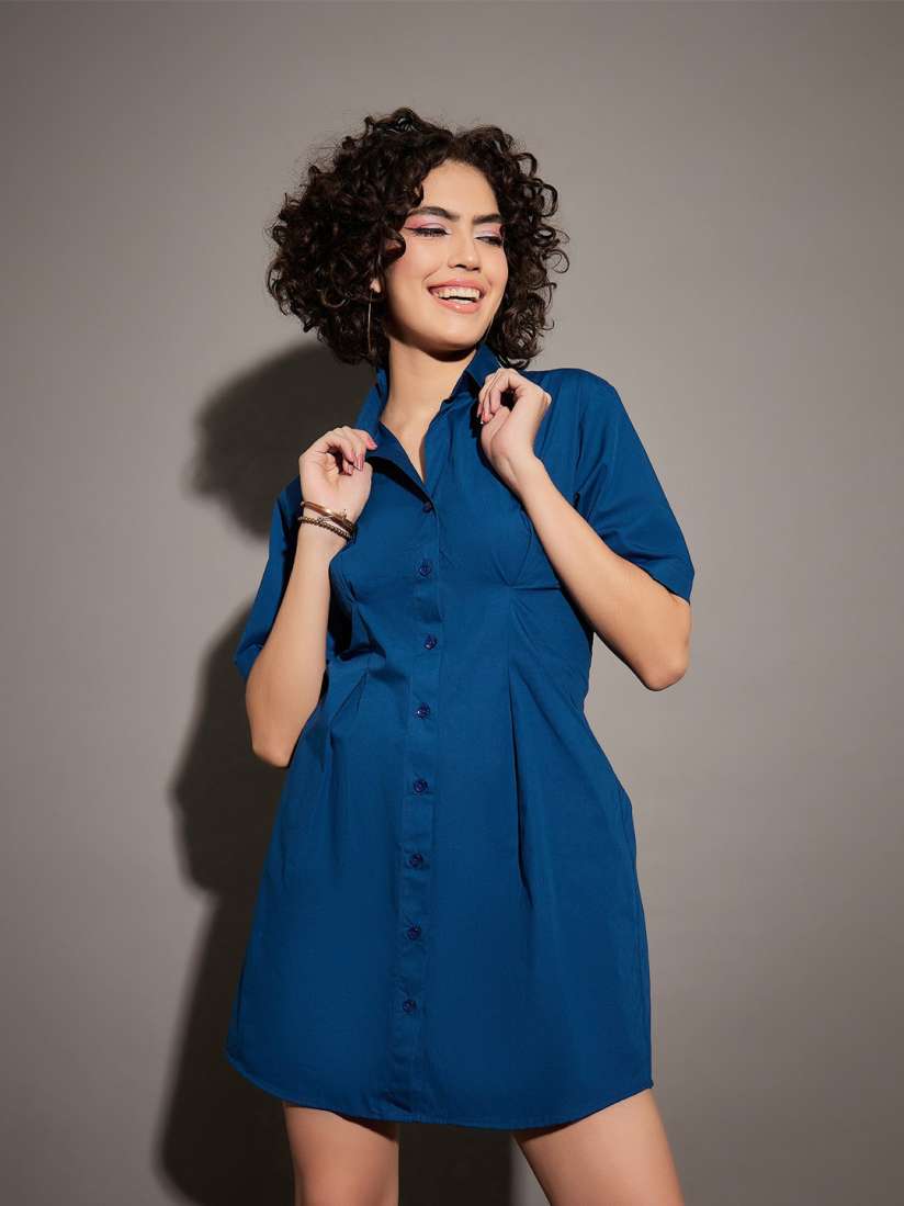 Navy blue shirt dresses shop