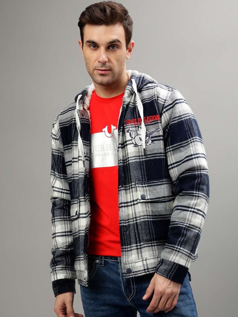Buy True Religion Checked Hooded Tailored Jacket Jackets for Men 25877416 Myntra