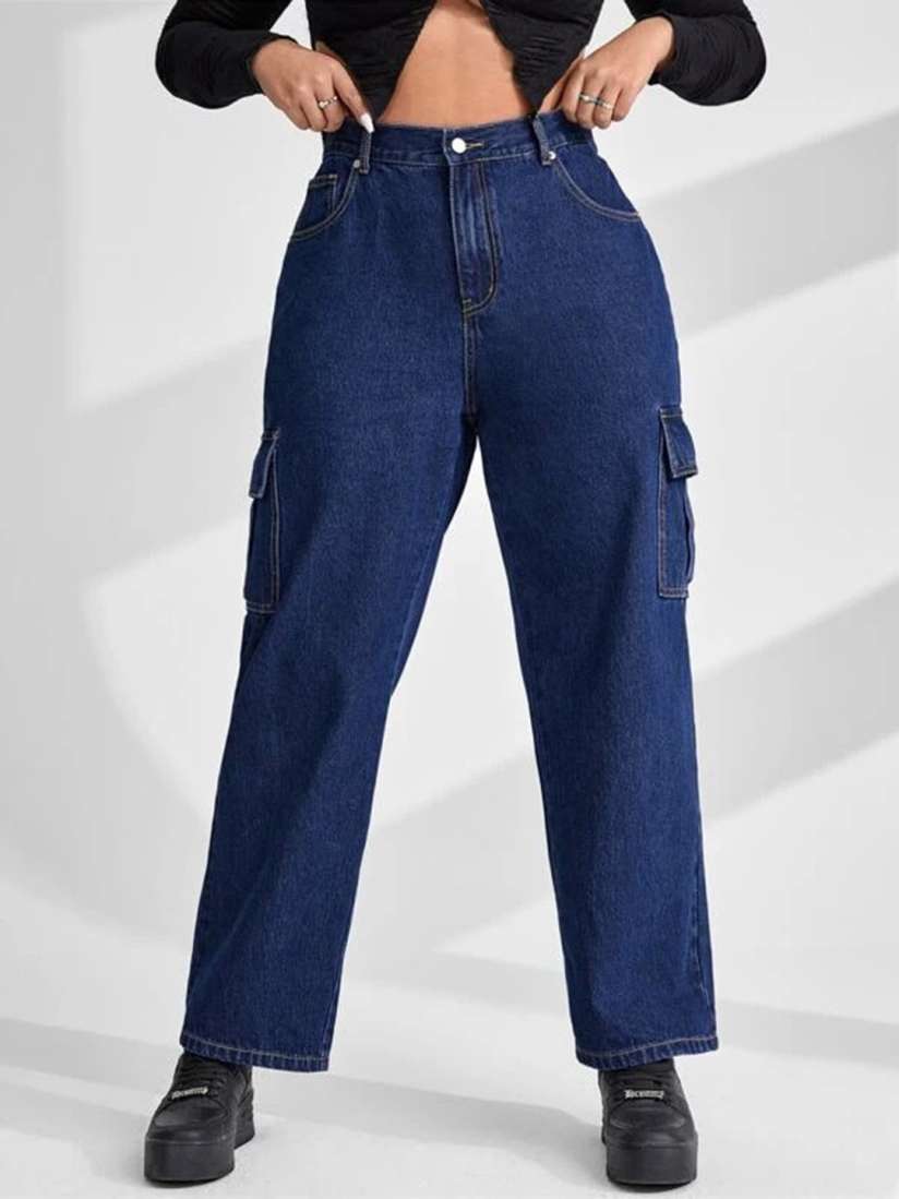 Buy Off Duty India Plus Size Women Comfort Straight Fit Cotton High Rise Cargo Jeans Jeans for Women 25879130 Myntra