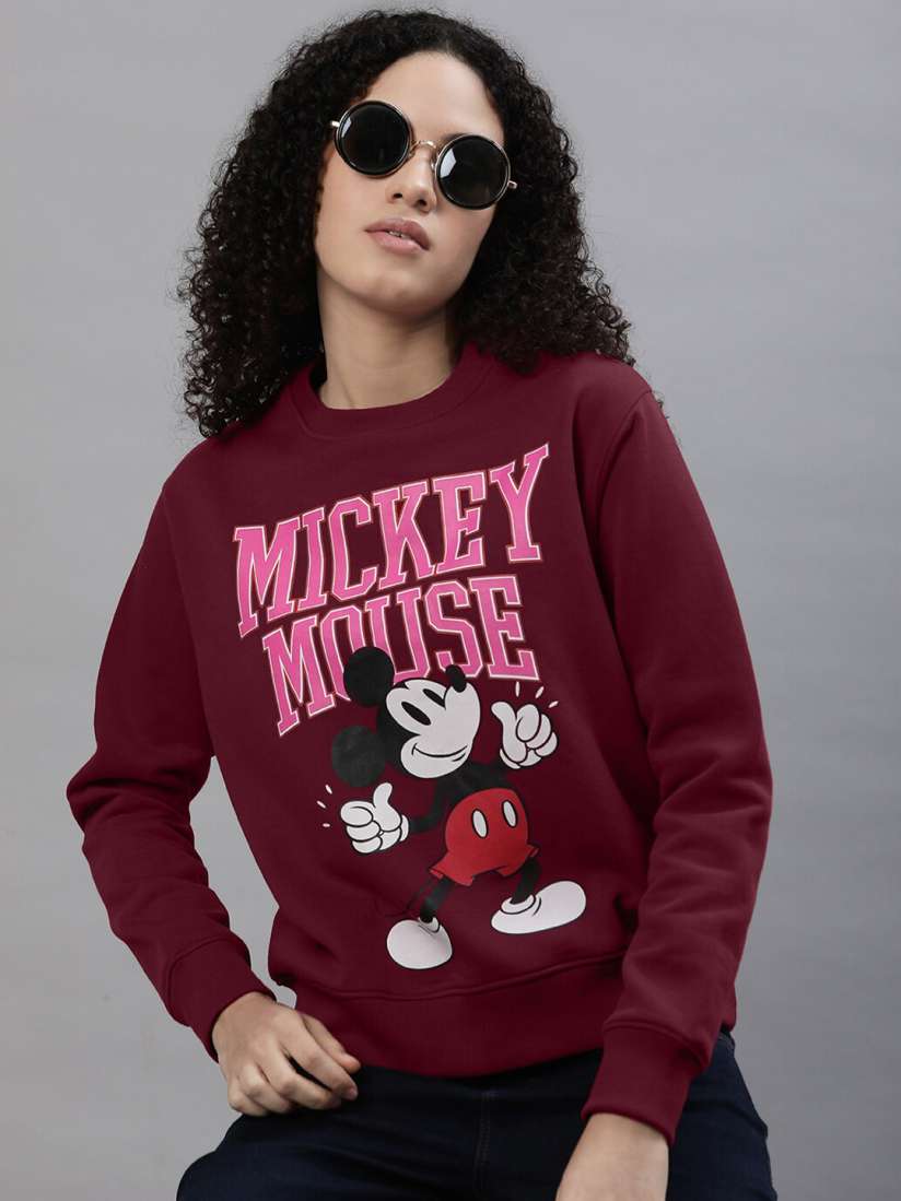 Buy Free Authority Mickey Mouse Printed Cotton Sweatshirt Sweatshirts for Women 25893708 Myntra
