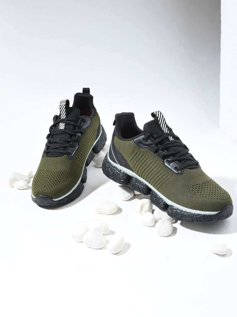 Impakto Men Olive Green Running Shoes Impakto Olive Men's Sports