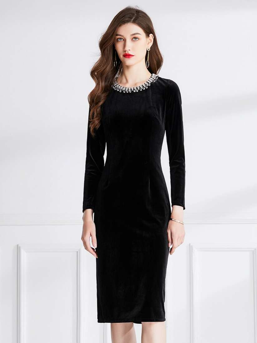 Velvet dress myntra on sale