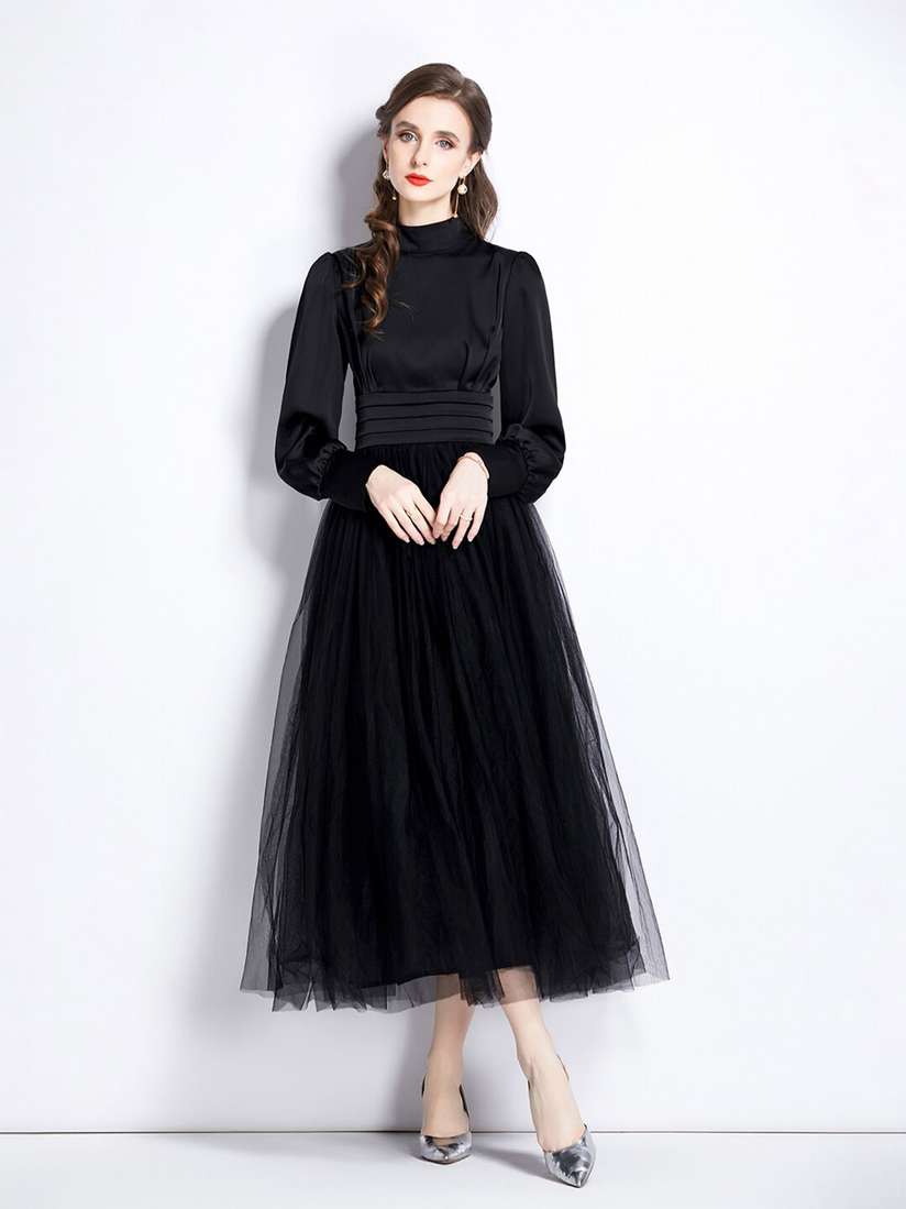 Puff Sleeve Dress High Neck Pleated Dress Buy JC Collection High