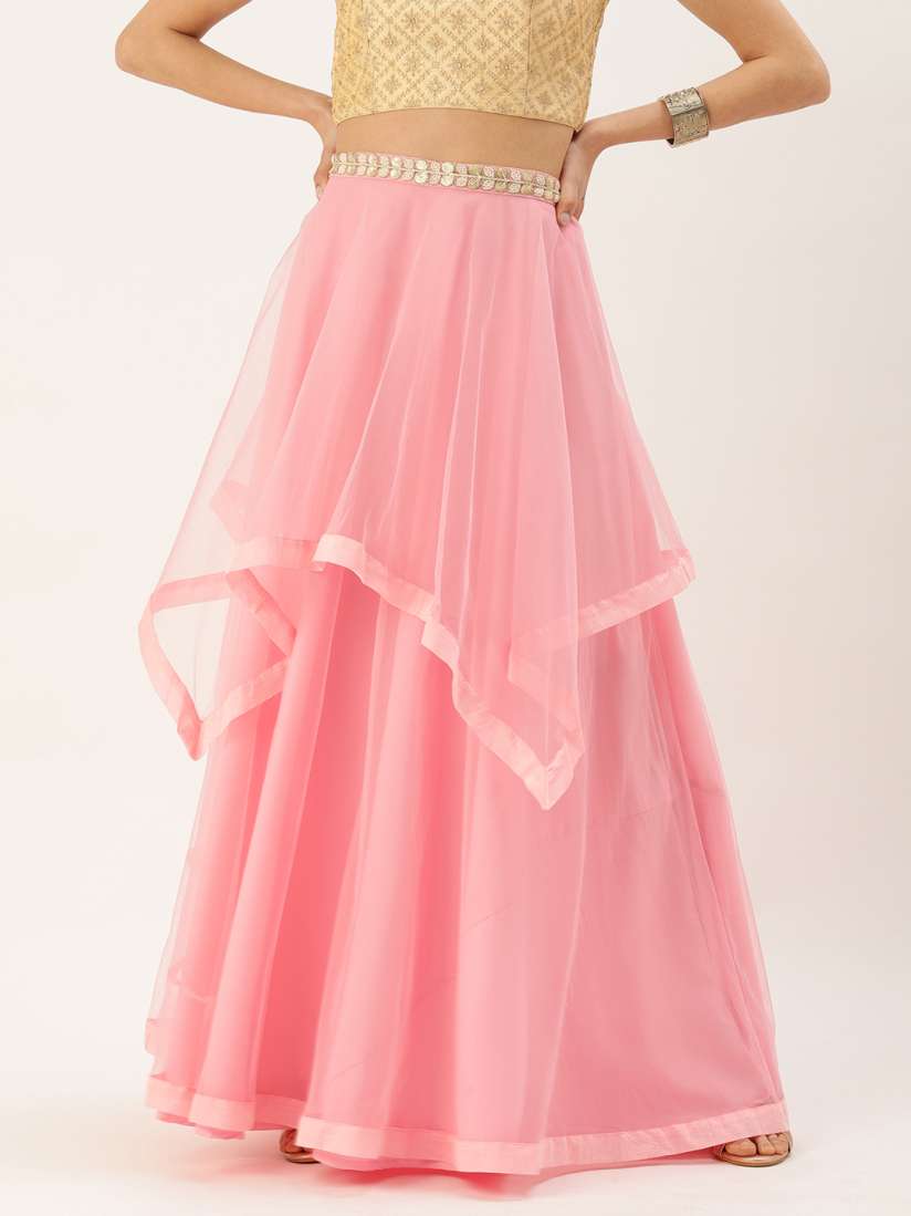 Buy Ethnovog Layered Net Maxi Flared Ethnic Skirt Skirts for Women 25907832 Myntra