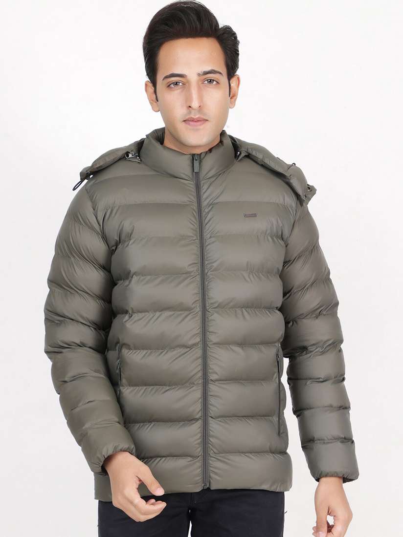 Ax Paris Real Fur Puffer Jacket Ax Paris Khaki Puffer Jacket With