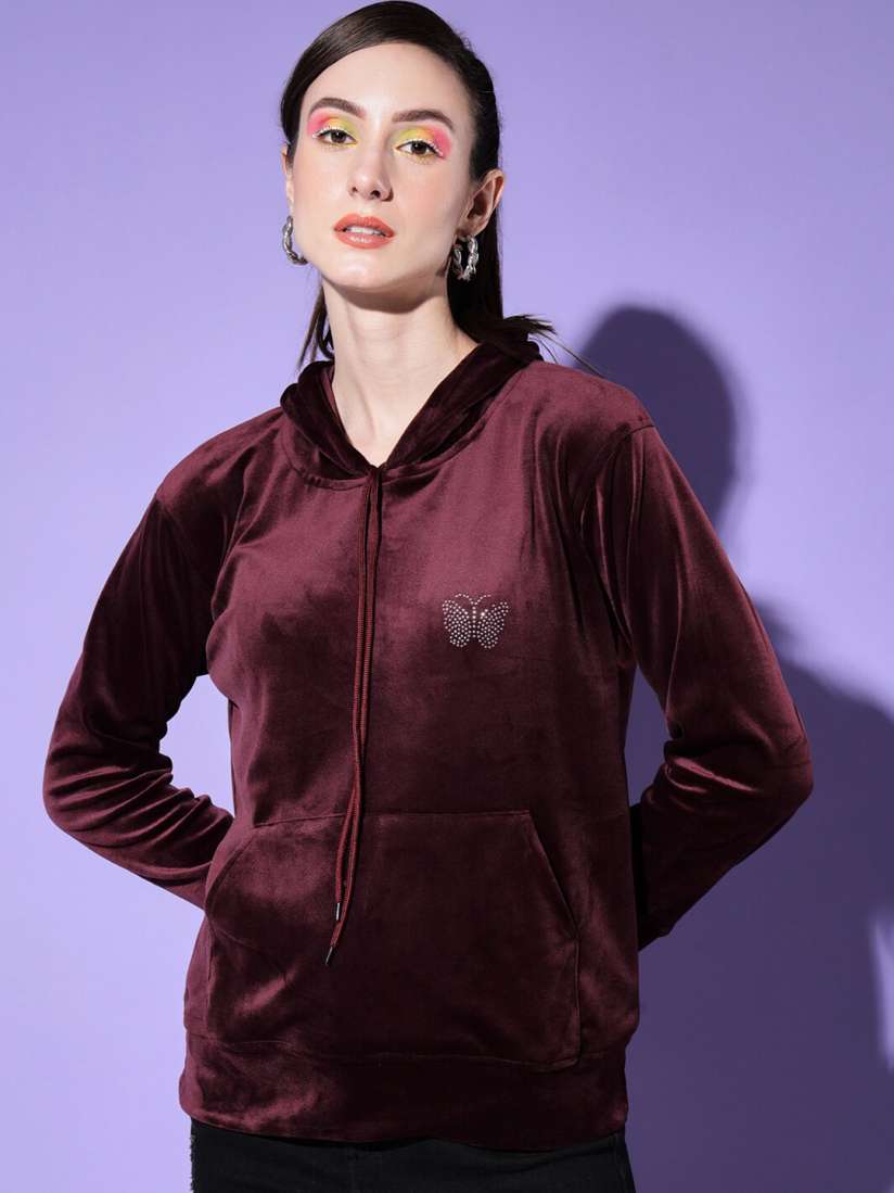 Womens velvet sweatshirt on sale
