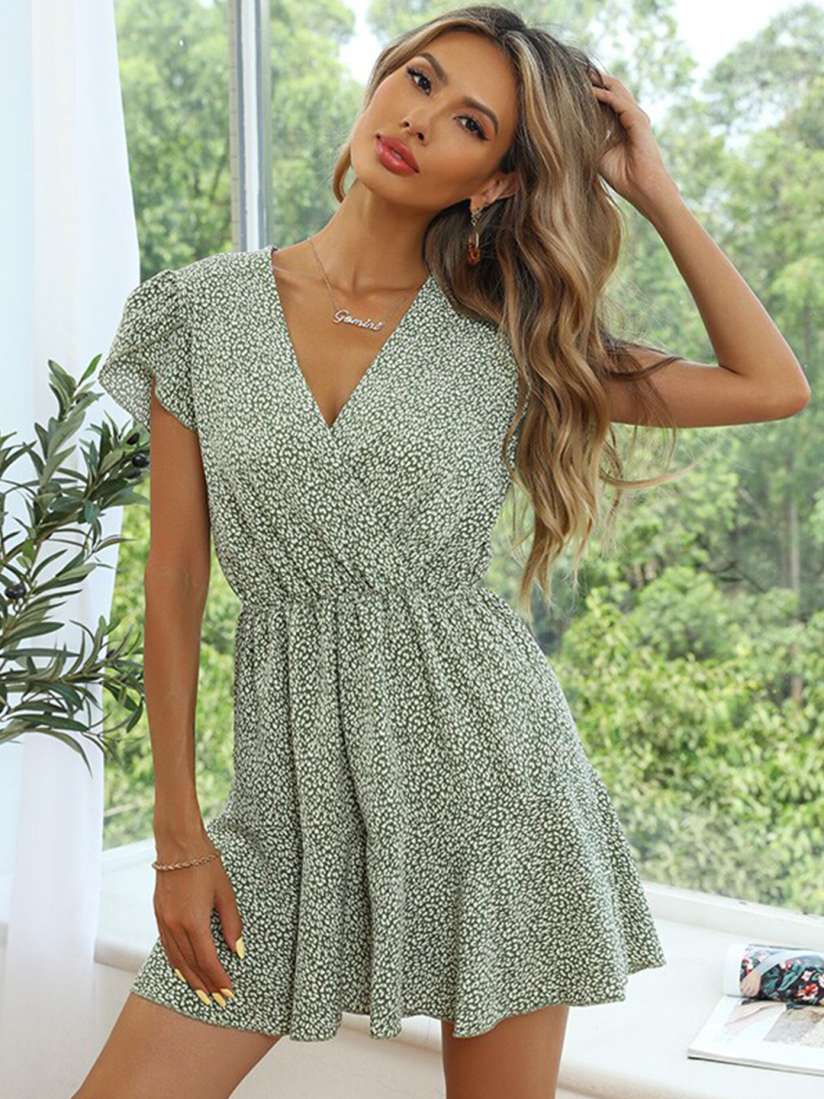 Green and white playsuit cheap