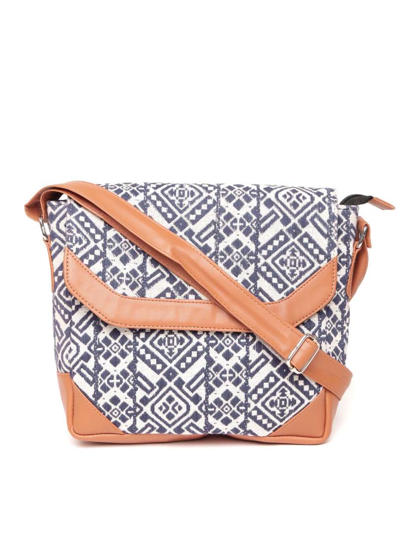 Buy Kanvas Katha Off White Navy Blue Patterned Sling Bag Handbags for Women 2593184 Myntra