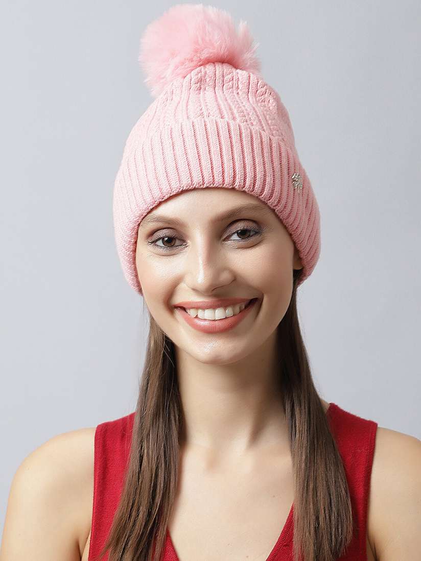 Buy LOOM LEGACY Self Design Woolen Beanie Cap Caps for Women 25936456 Myntra