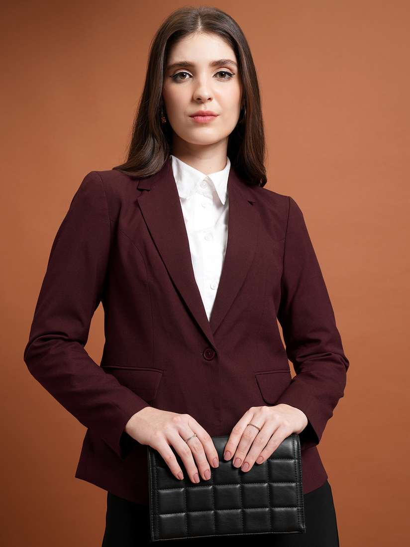 Womens Maroon Blazer Womens Maroon Blazer Office Wear Party Wear