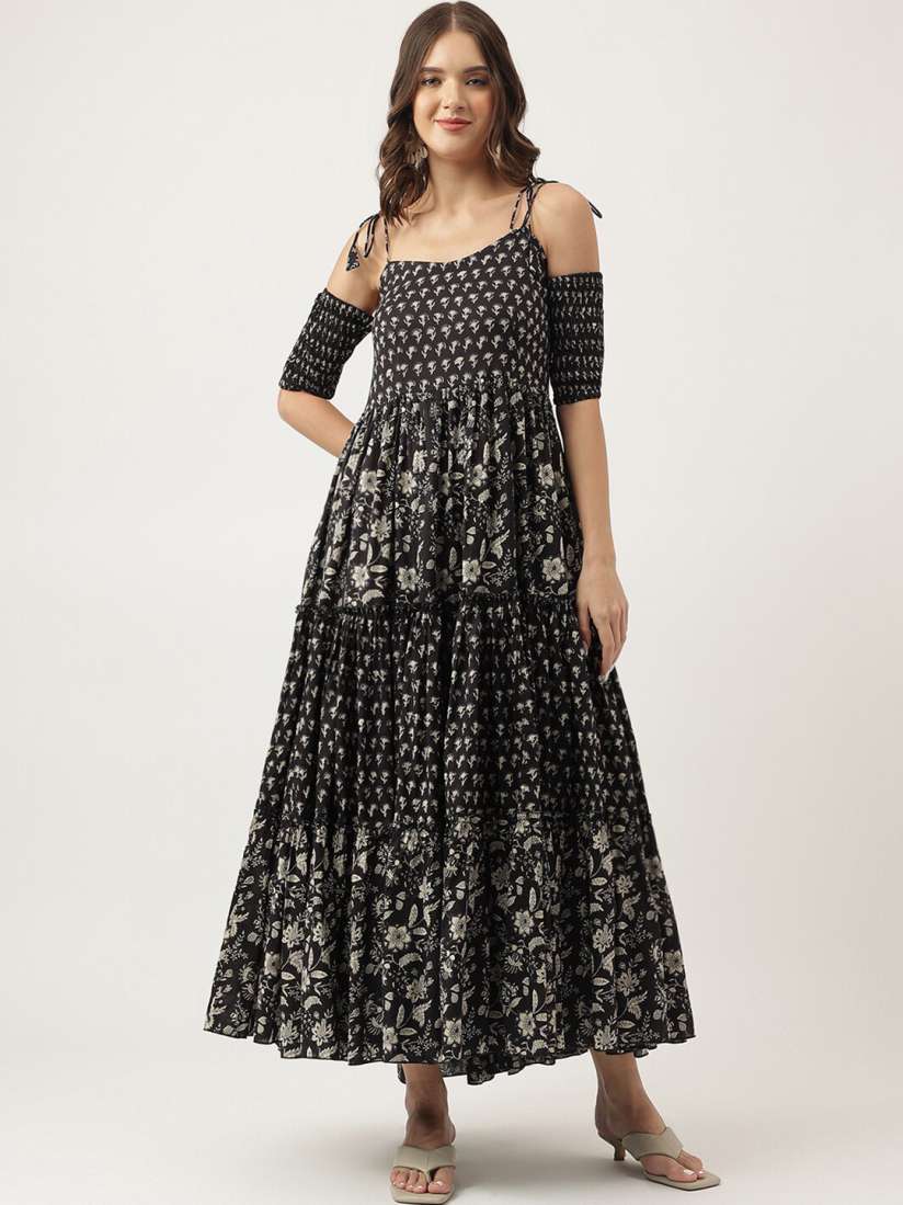 Cold shoulder ethnic dress cheap