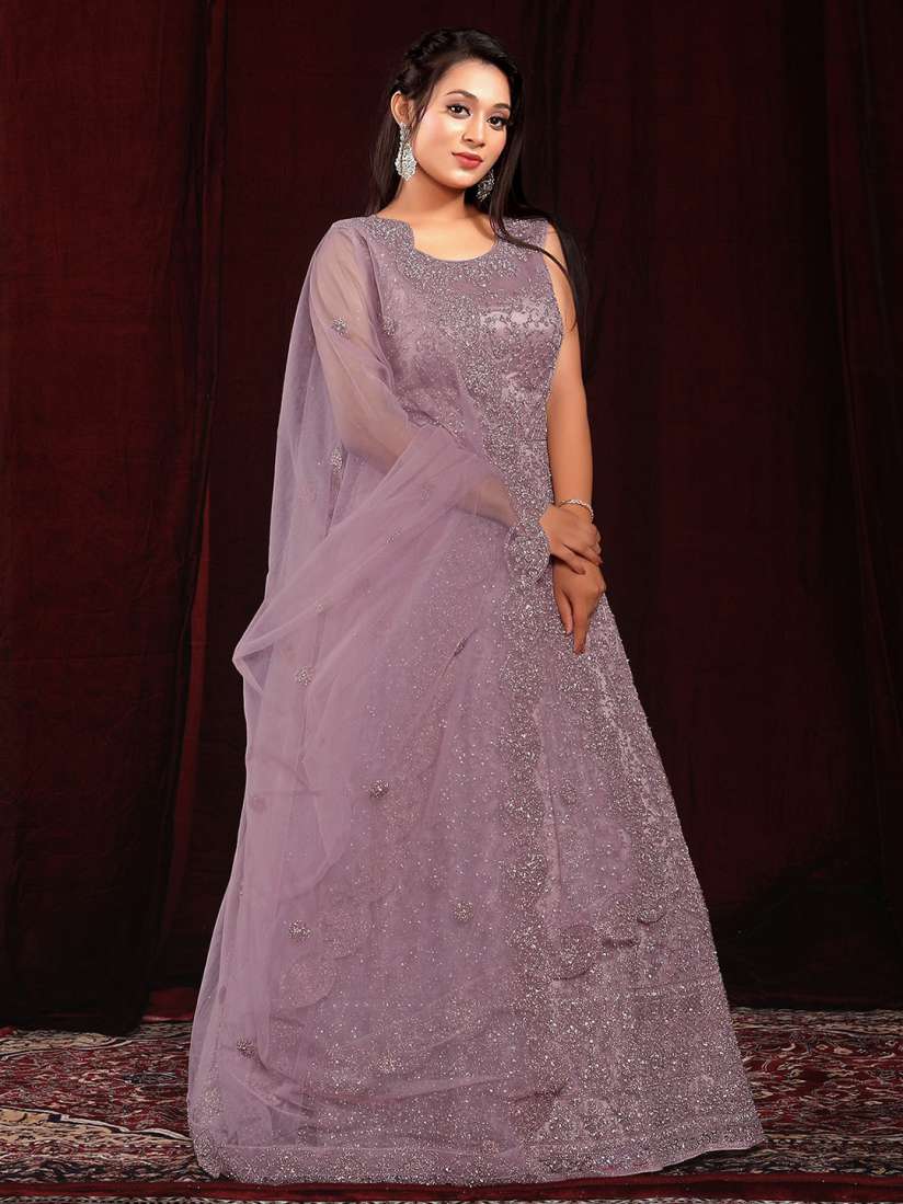 Buy ODETTE Ethnic Motif Embroidered Fit Flare Net Ethnic Dress With Dupatta Ethnic Dresses for Women 25947054 Myntra