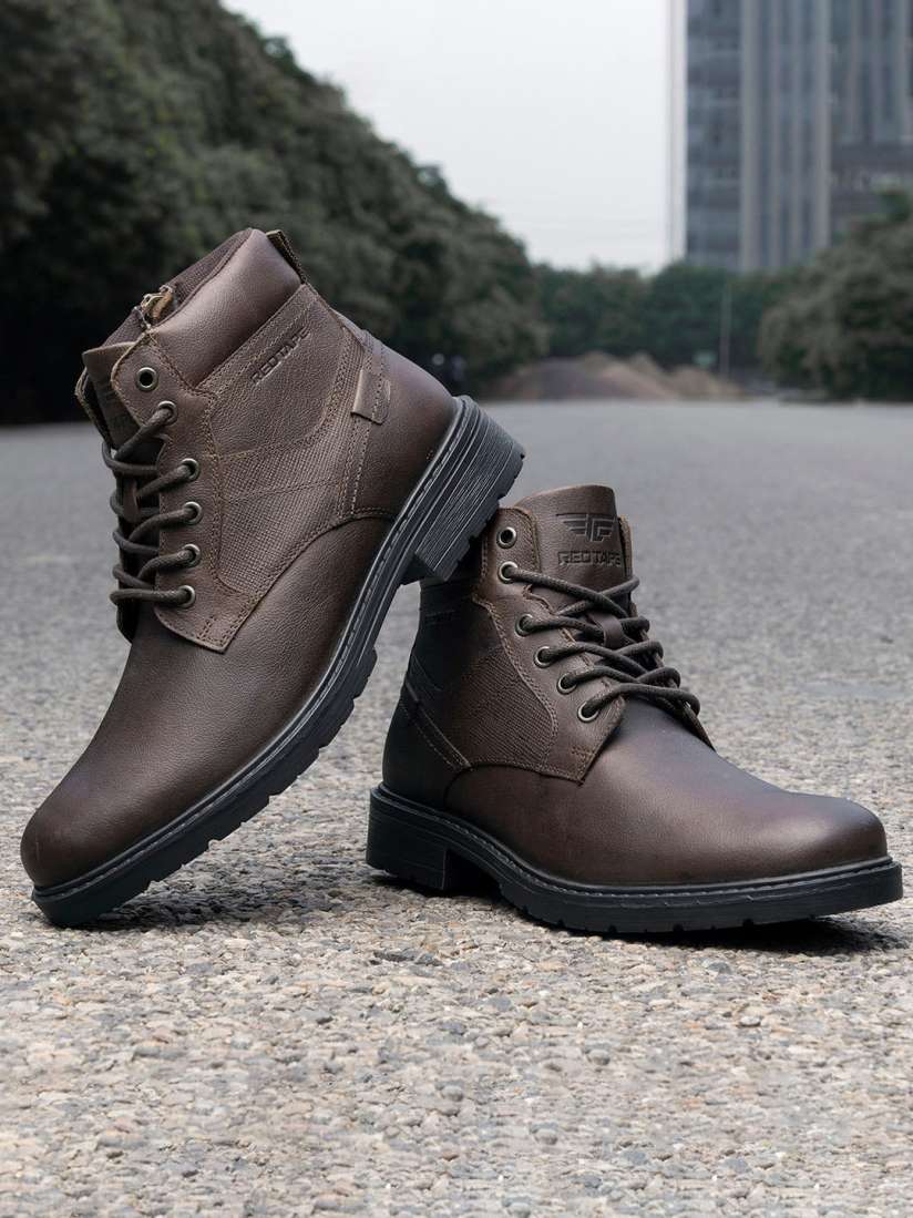 Buy Red Tape Men Mid Top Leather Biker Boots Boots for Men 25947994 Myntra