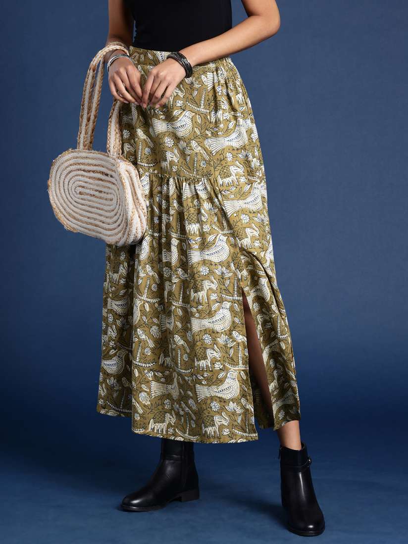 Buy Taavi Ethnic Print Gathered Detail Maxi A Line Skirt Skirts for Women 25951746 Myntra