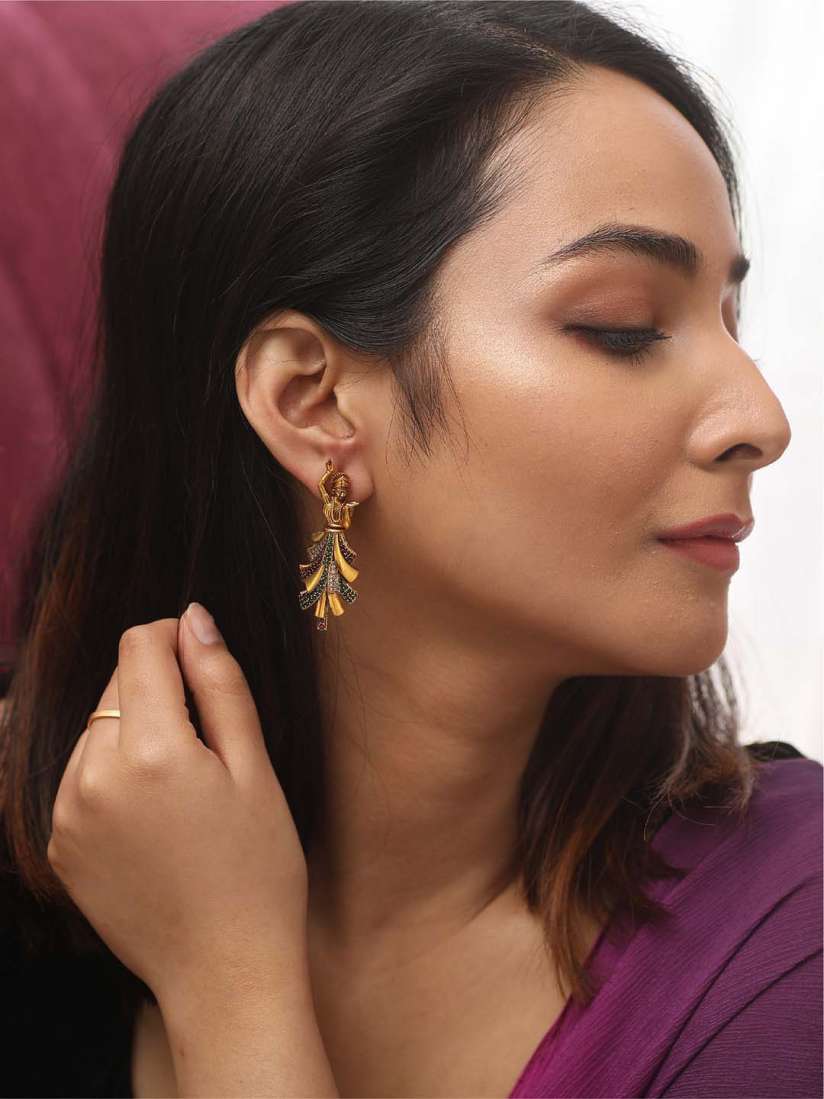Buy Tarinika Gold Plated Cubic Zirconia Studded Dancing Lady Drop Earrings Earrings for Women 25951932 Myntra