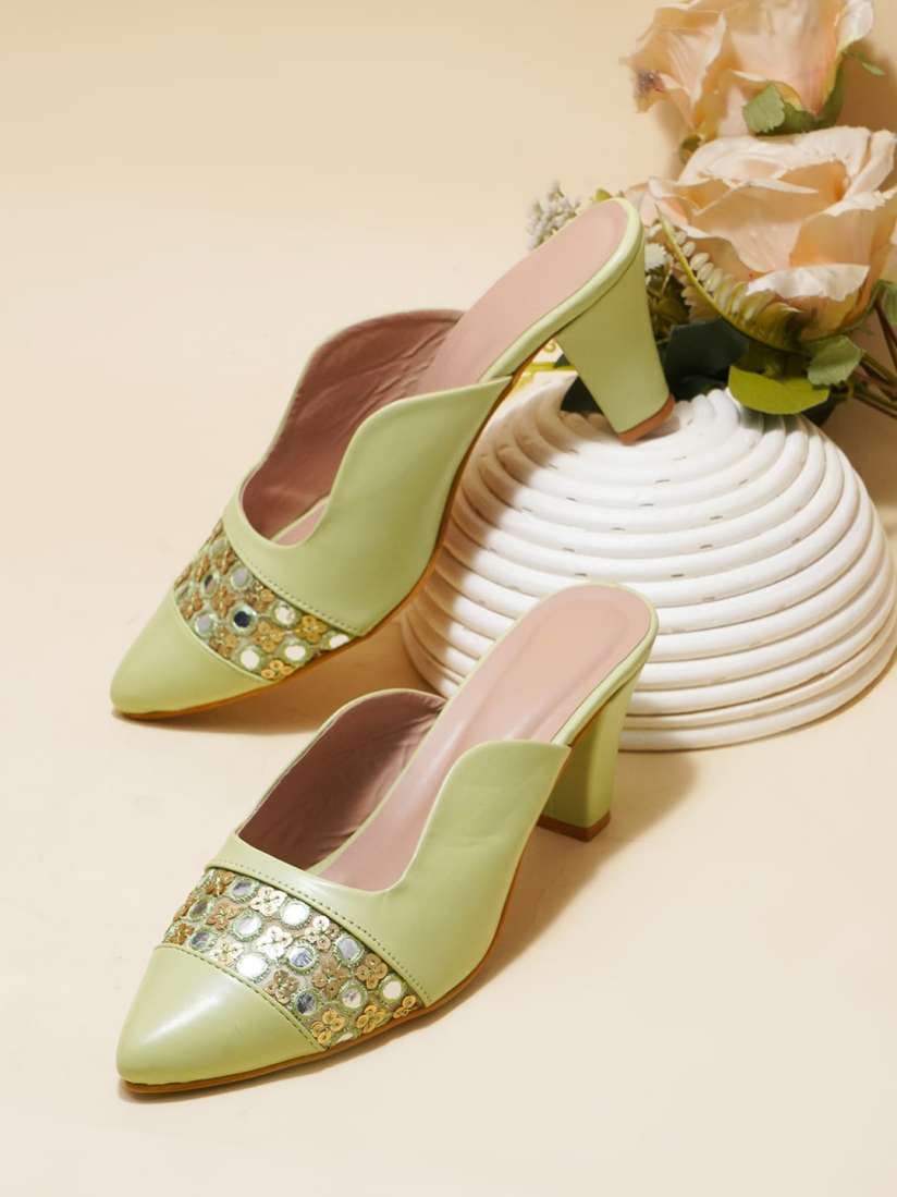 Buy Try Me Embellished Block Heel Mules Heels for Women 25952908 Myntra